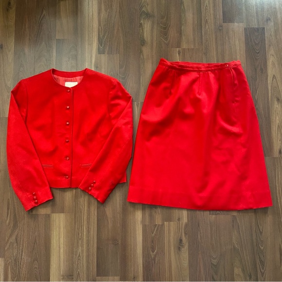 Pendleton Jackets & Blazers - Vintage 1970s Pendleton‎ Blazer and Skirt Set Red 100% Virgin Wool Size 16